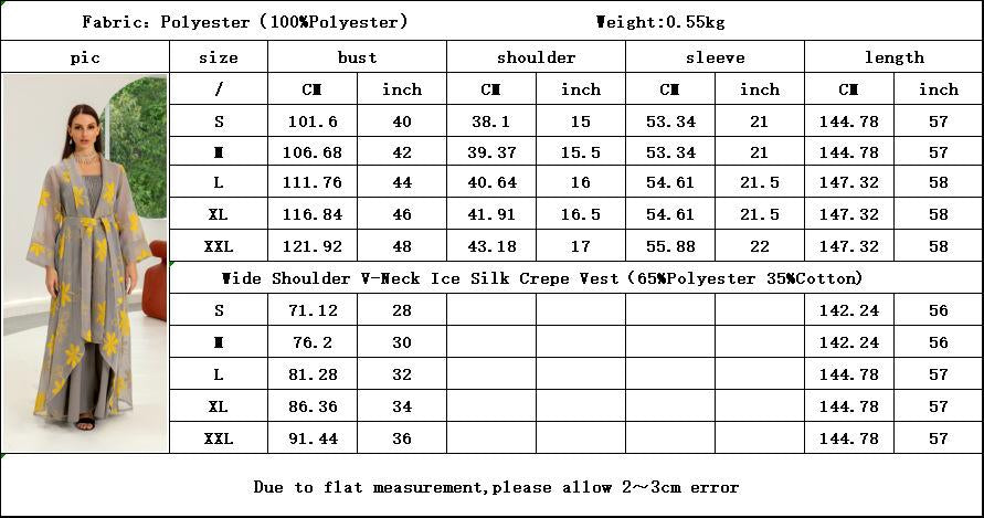 MS304#Vestido musulmán de gasa para mujer, dos piezas, estilo bandolera, para jugar, hecho a mano, estilo Dubai