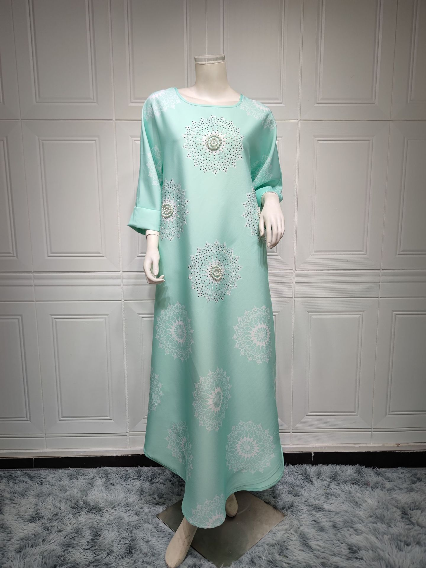 MS301#Vestido estampado para mujer musulmana