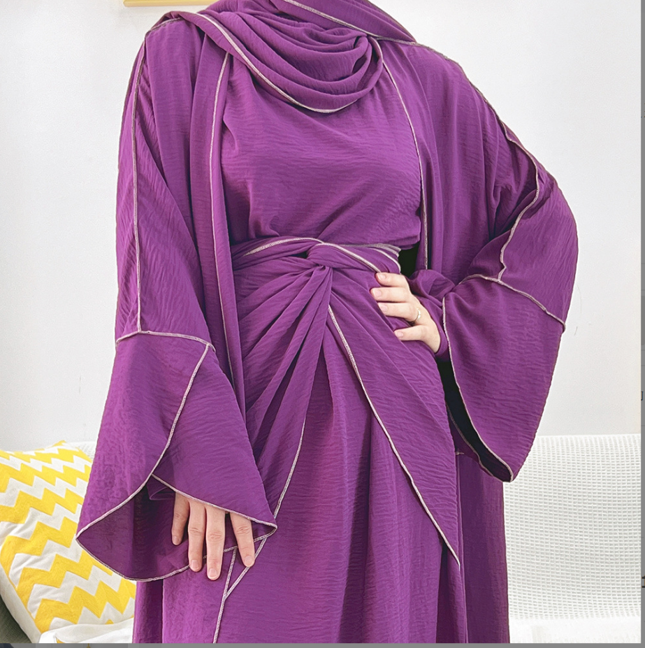 MS077#Bata con diseño de líneas de patchwork, 2 juegos (crepé)