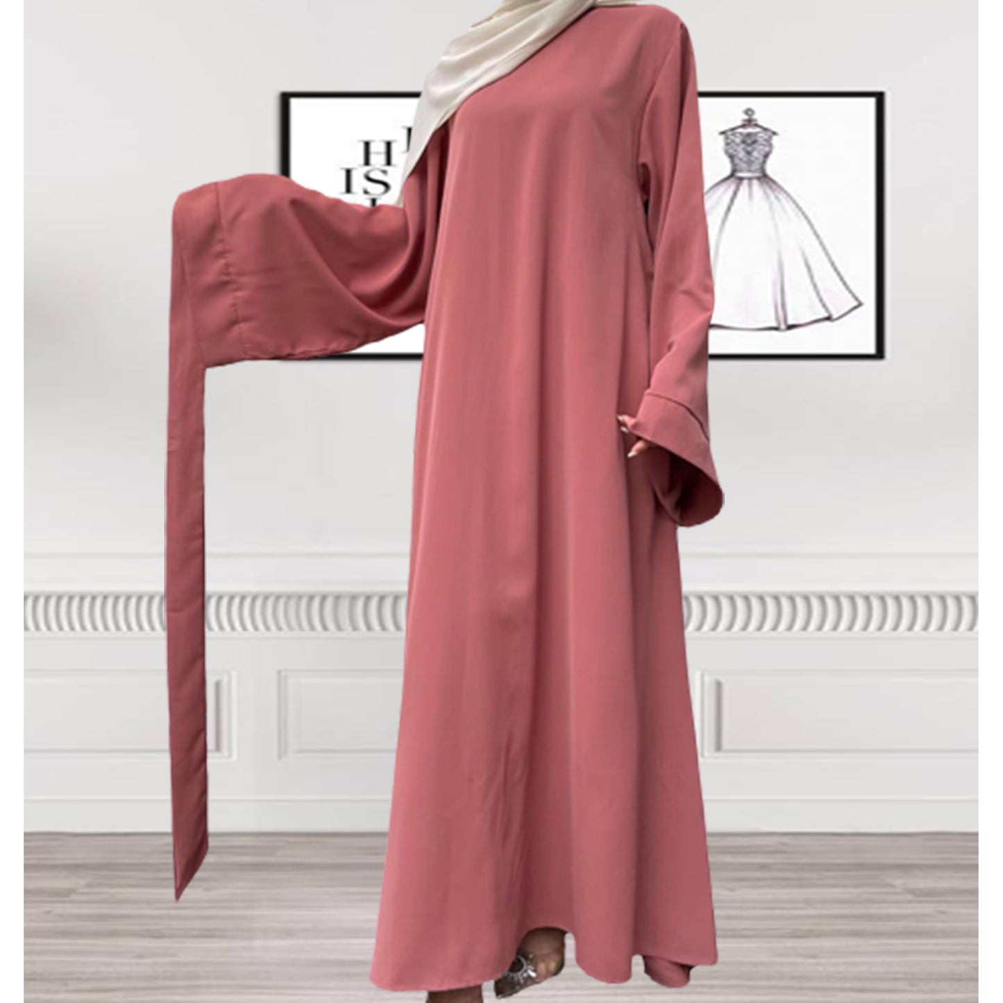 MS013#Muslim abaya loose fit nidah robe (Nidah)