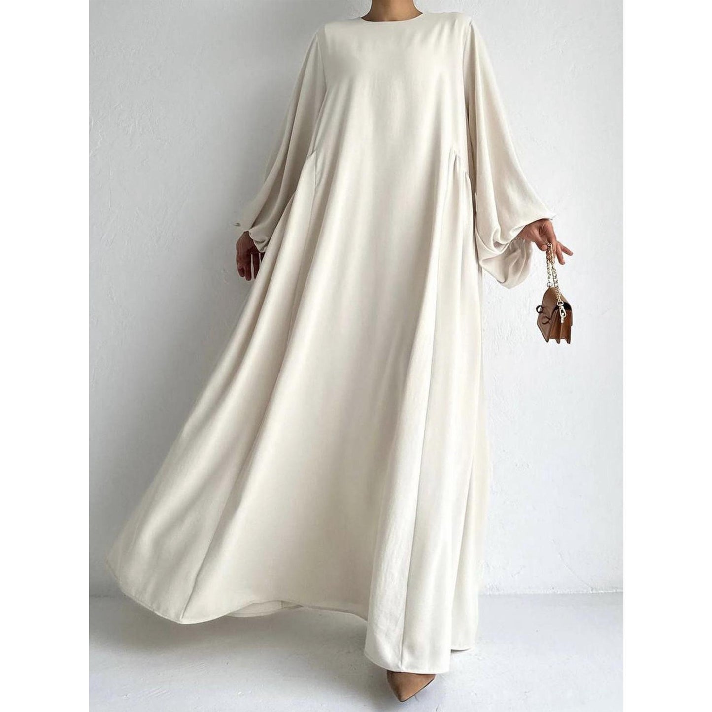 MS467#Solid color simple simple dress robe Muslim dress women