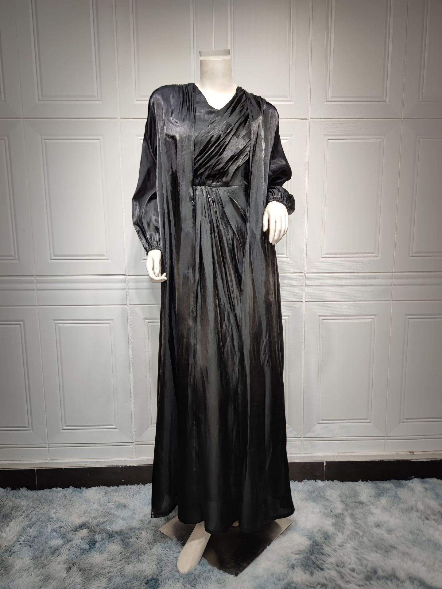 MS337#modest sparkles robe in abaya two-piece set