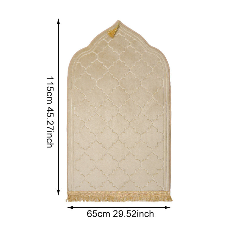 PM010 Prayer Rug Muslim Mat Islamic - Thickening Sponge Muslim Rug for Kids Men Women with Islam Prayer Beads for Eid Travel Ramadan, Soft Luxury Great for Knees and Forehead