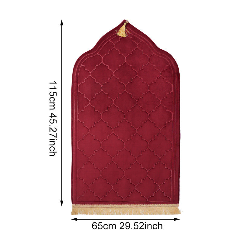 PM010 Prayer Rug Muslim Mat Islamic - Thickening Sponge Muslim Rug for Kids Men Women with Islam Prayer Beads for Eid Travel Ramadan, Soft Luxury Great for Knees and Forehead