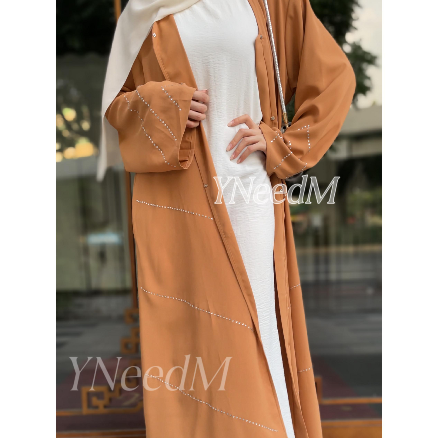 MS302# Modest Nidah cardigan with beads modest robe with pockets(NO inner)