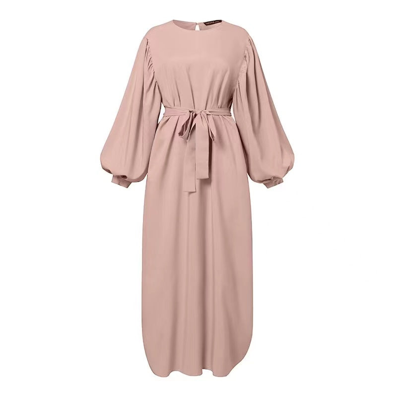 MS226#Muslim solid casual dress