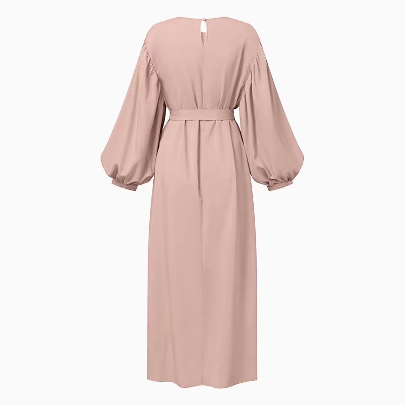 MS226#Muslim solid casual dress