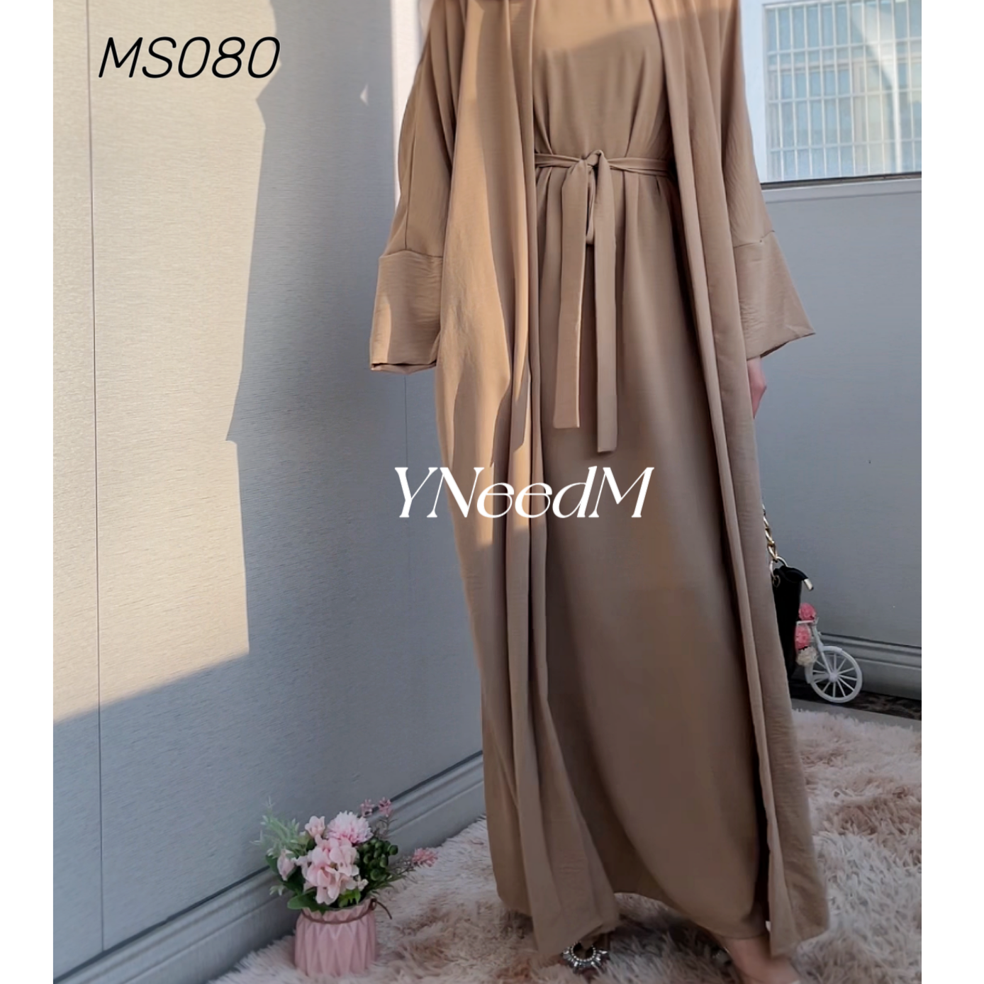 MS080#Modest crepe abaya set sleeveless inner(crepe)