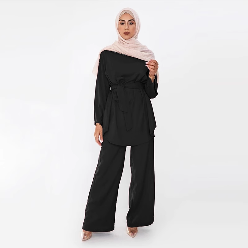 MS029#Women's nidah elastic waist casual suit (Nidah)