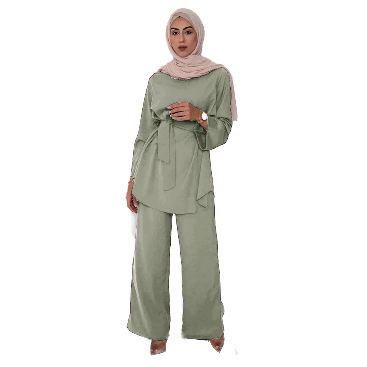 MS029#Women's nidah elastic waist casual suit (Nidah)