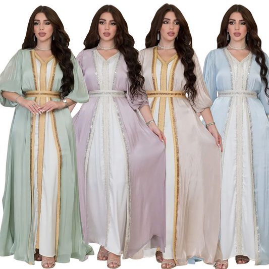 MS310#YNeedM Muslim Women Abaya Dress Three Piece Islamic Prayer Middle Eastern Arab Robe