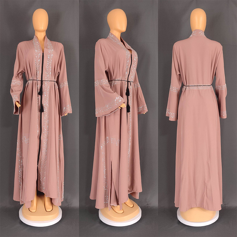 MS342#Muslim women's robe with rotator sleeves and diamonds (NO inner dress)