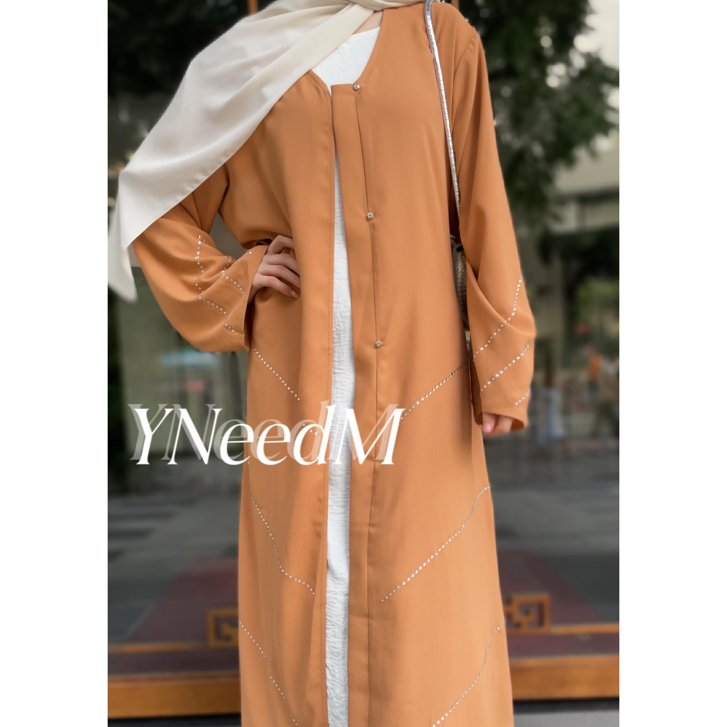 MS302# Modest Nidah cardigan with beads modest robe with pockets(NO inner)