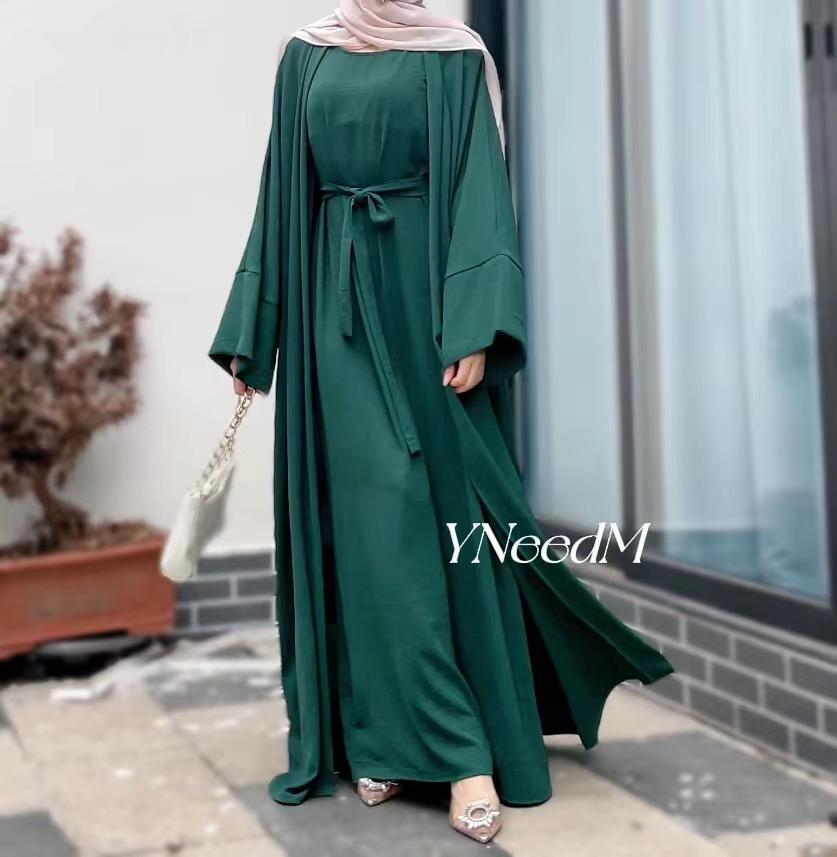 MS080#Modest crepe abaya set sleeveless inner(crepe)