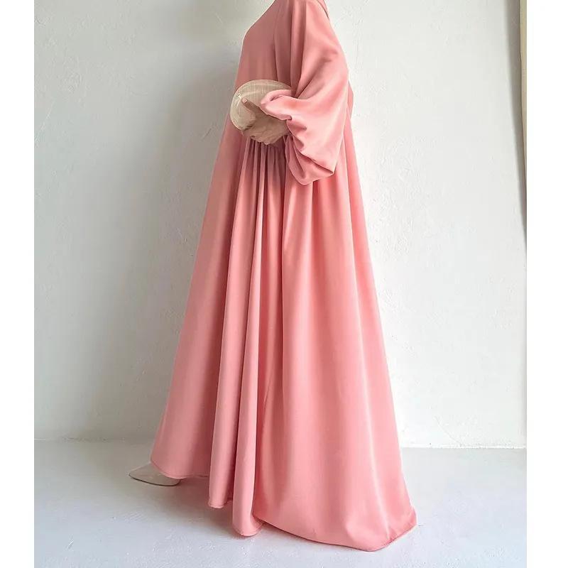 MS467#Solid color simple simple dress robe Muslim dress women