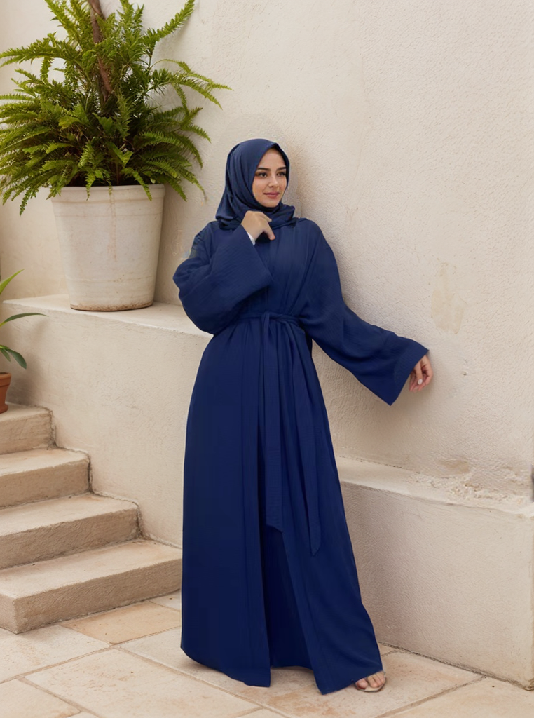 MS080#Modest crepe abaya set sleeveless inner(crepe)