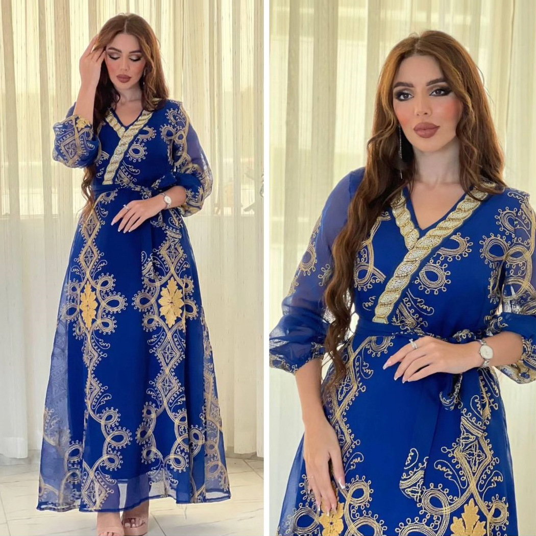 MS320#Muslim fashion women's gauze embroidered robe