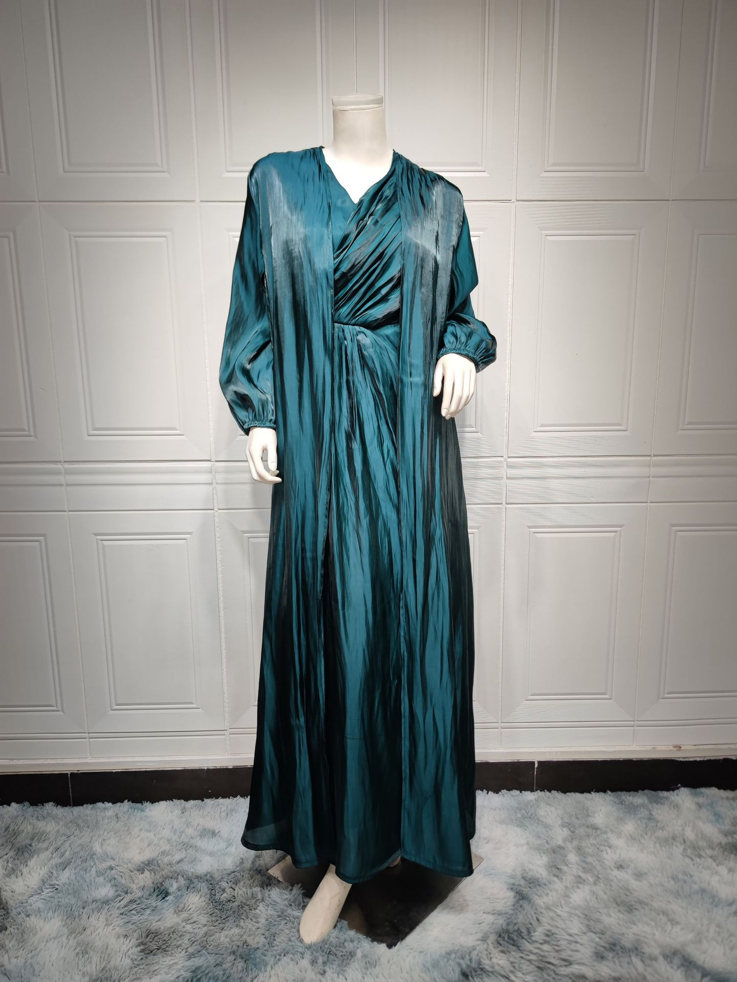 MS337#modest sparkles robe in abaya two-piece set