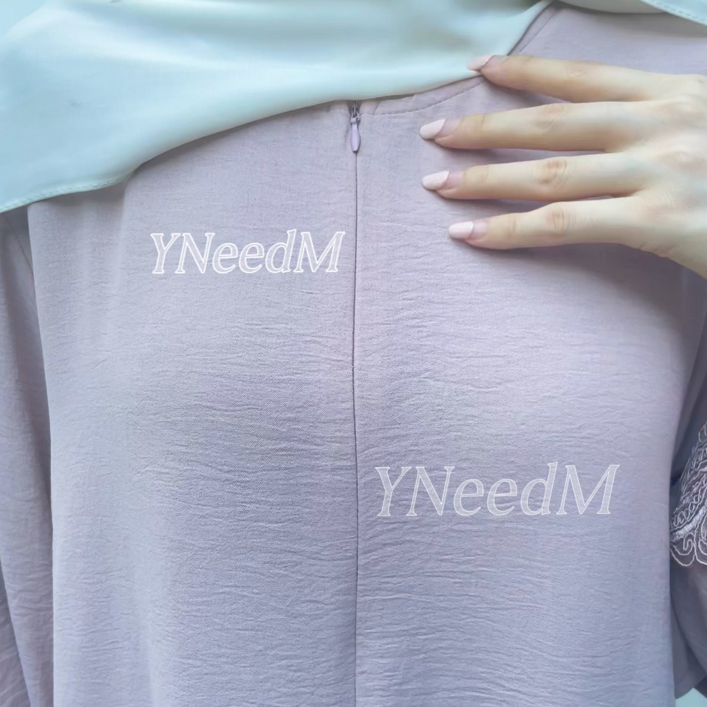 MS348#Modest lace sleeve loose fitting crepe abaya(Nidah)