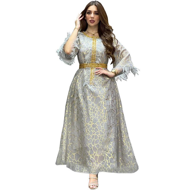 MS307#Dress autumn and winter hot selling Arab clothing hot gold hot drill dress