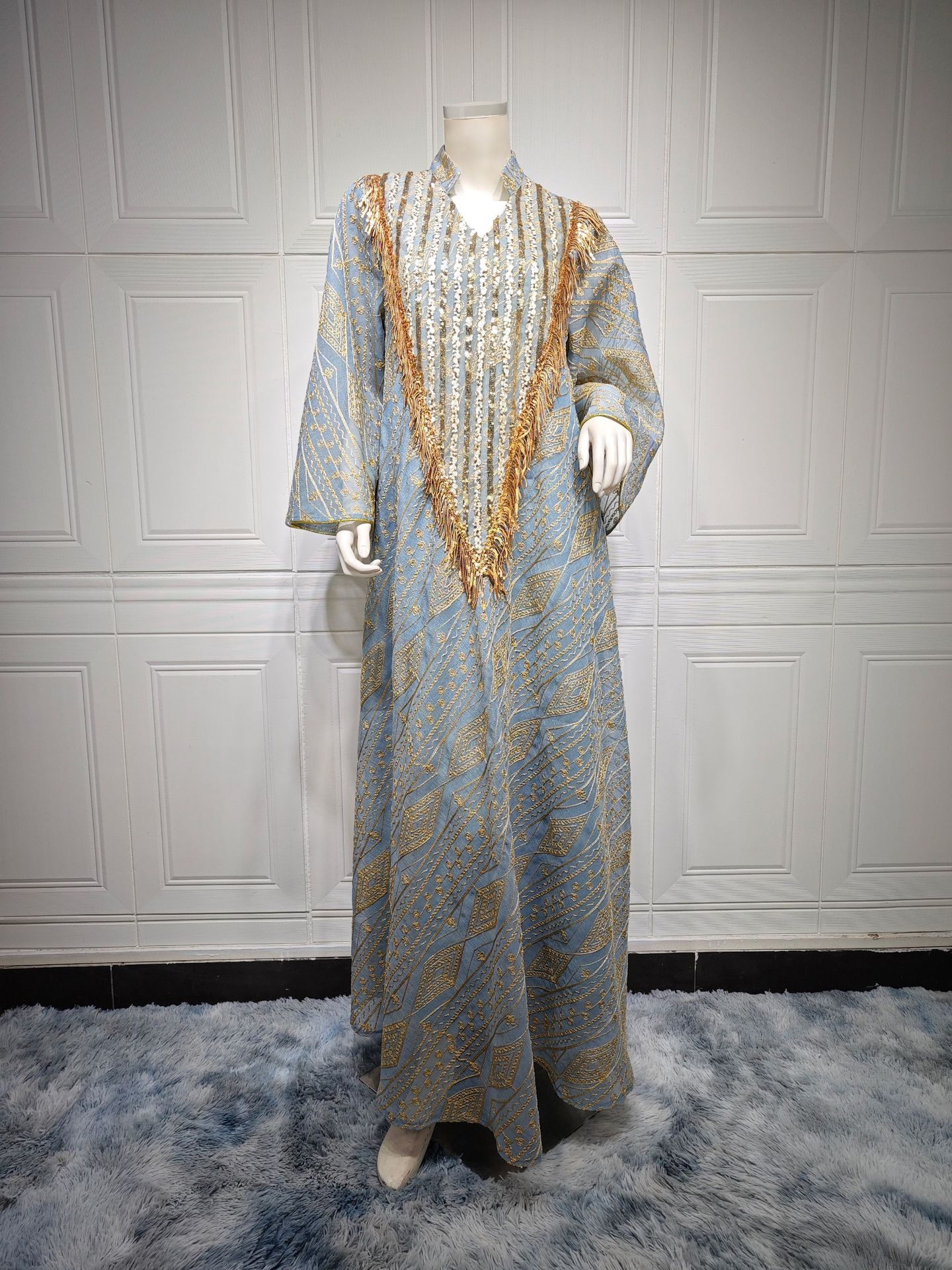 MS334#Arabian gauze embroidered sequin robe for Muslim women