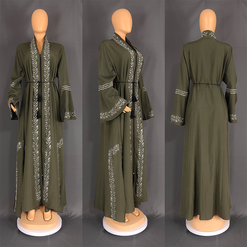 MS342#Muslim women's robe with rotator sleeves and diamonds (NO inner dress)