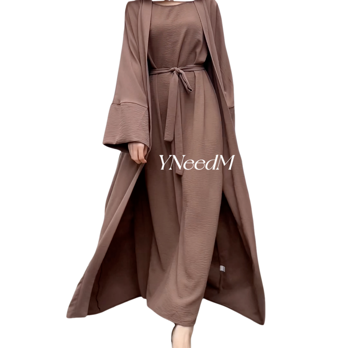 MS080#Modest crepe abaya set sleeveless inner(crepe)