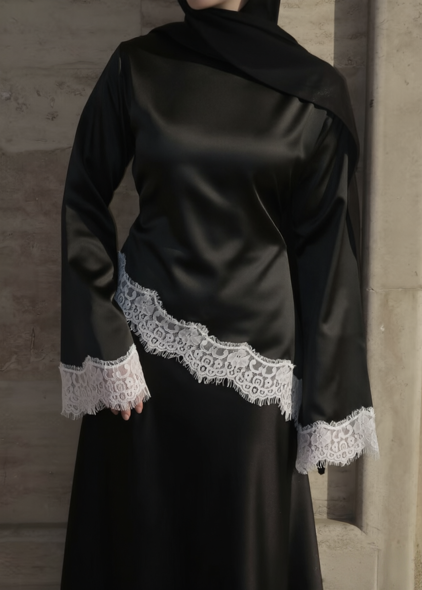 Lace Trim Satin Tie Back Blouse US Size 2-8 Comfortable Women's Top #MS624