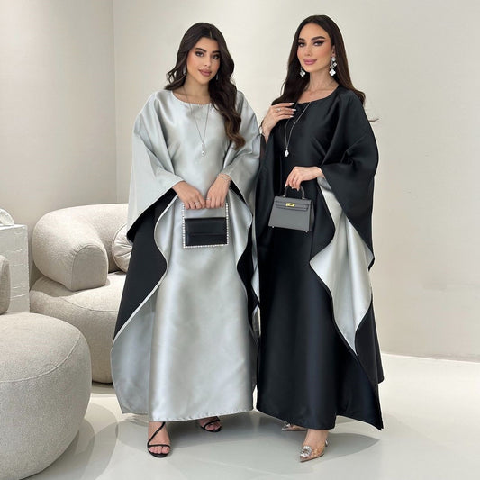 MS582#Robe stitching color matching new fashion abaya