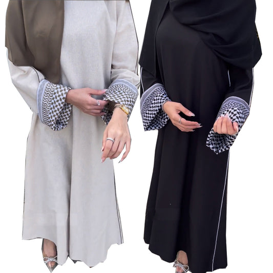 MS583# Fashionable European and American women's summer new cross-border Middle Eastern Muslim stitching printed cardigan robe