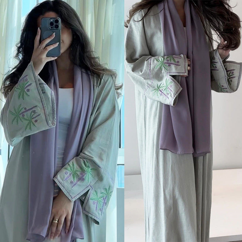 MS324#Fashion women's embroidery embroidery abaya cardigan robe (NO inner dress)