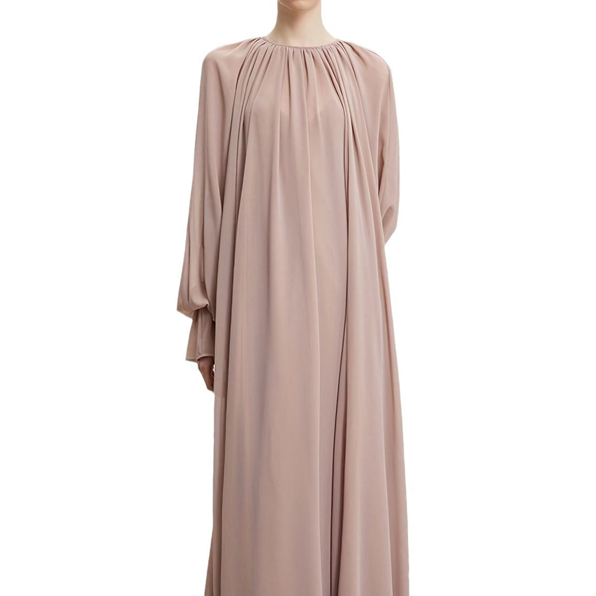 MS473#Muslim double chiffon flapper sleeve pleated silhouette dress