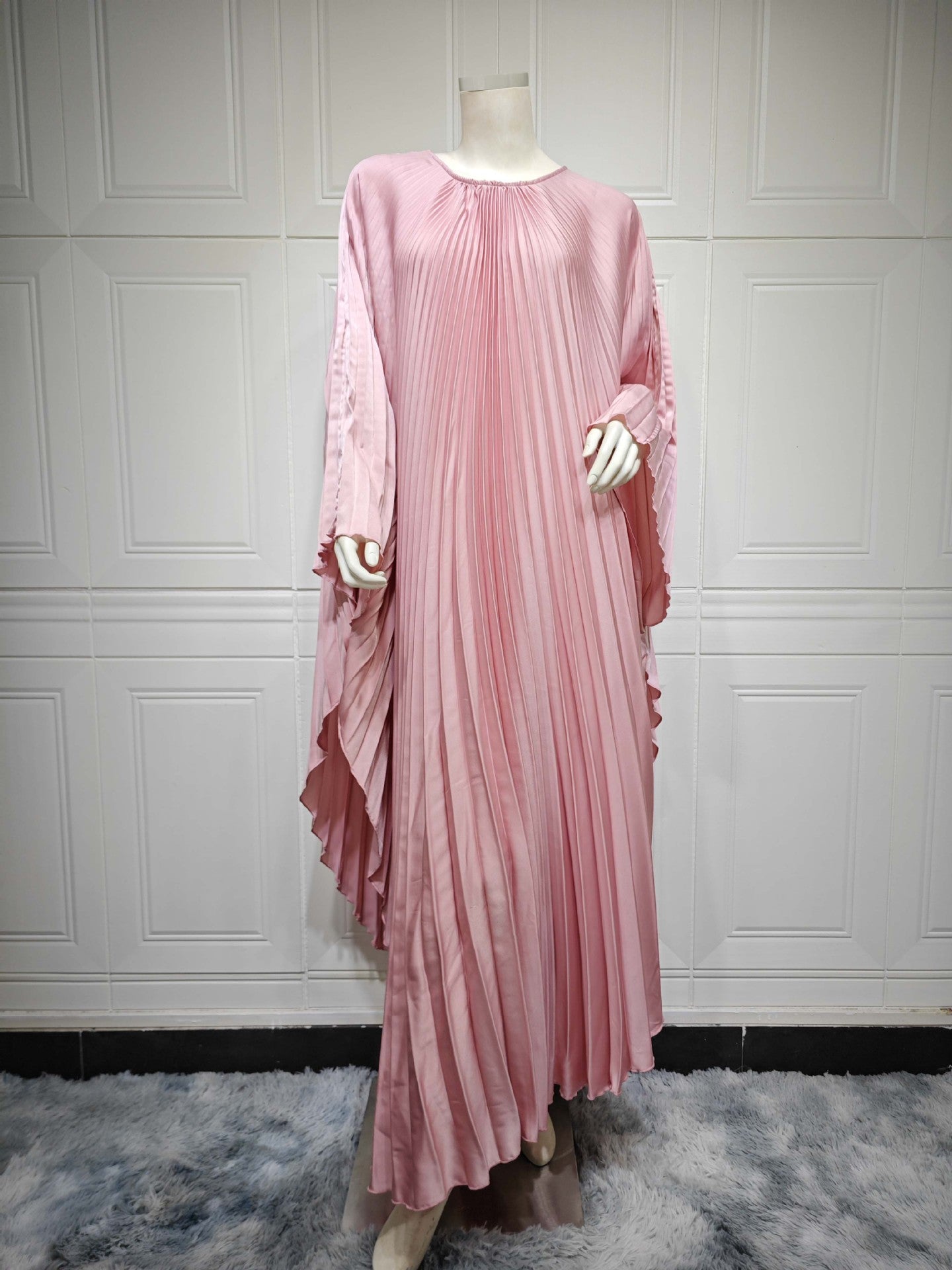 MS539#Arabian Dubai Muslim fashion street abaya pullover pleated robe large swing large size dress