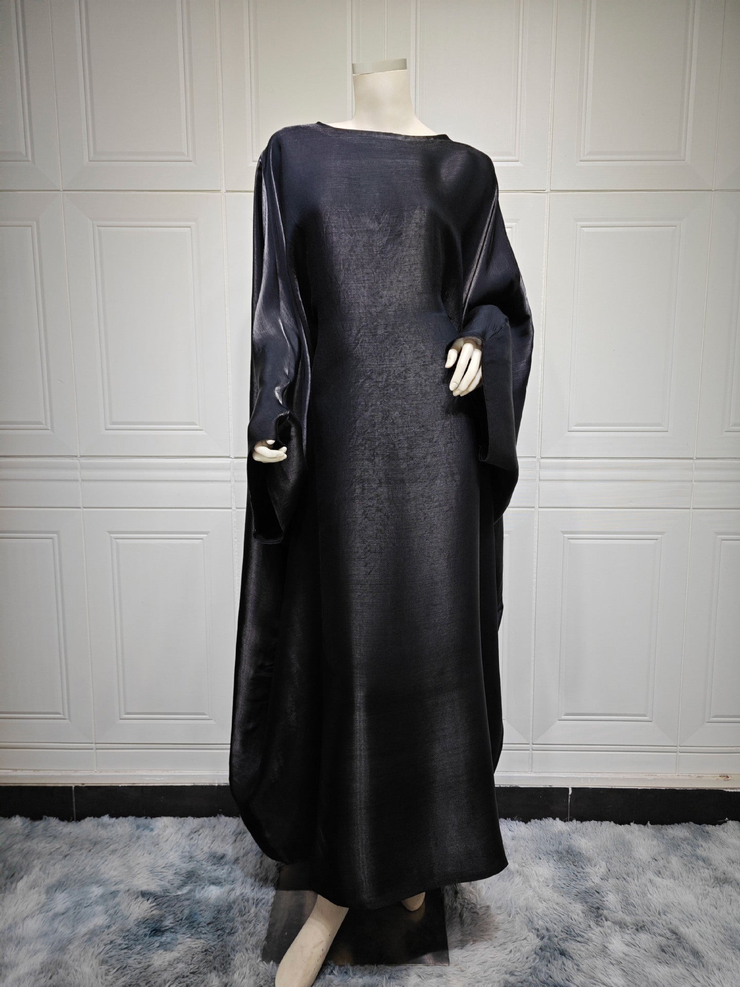 MS535#New 2024 summer Middle Eastern modest Muslim fashion bright silk satin waist abaya dress