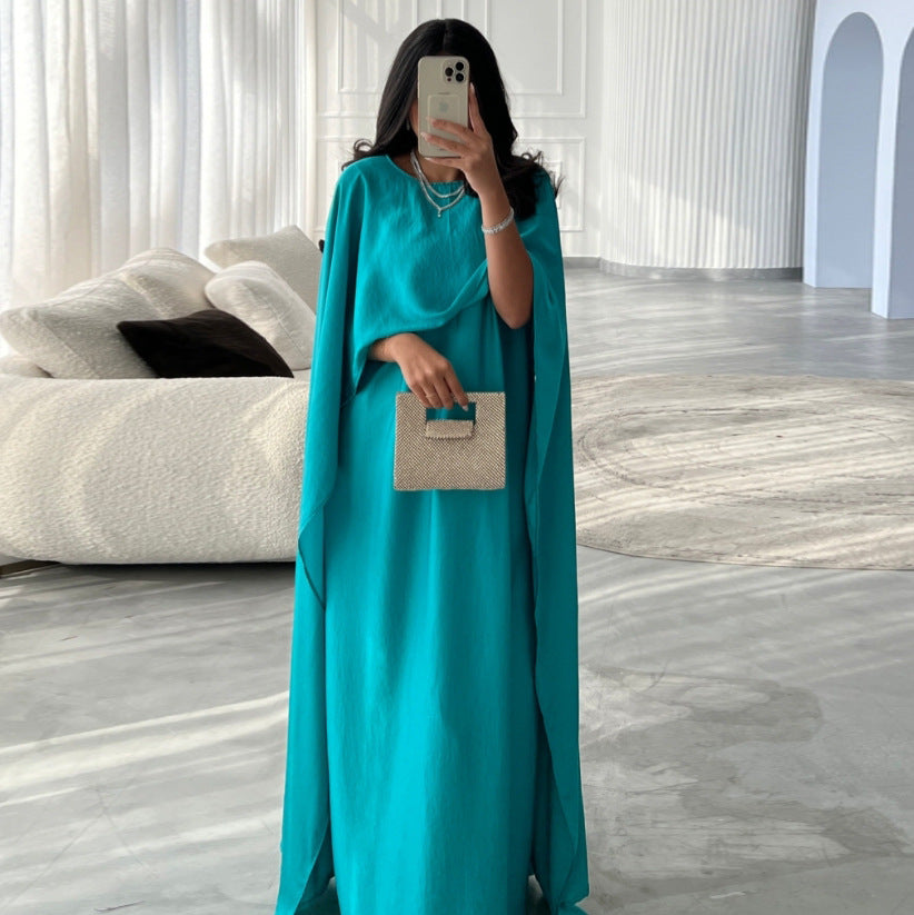 MS549#Modest big sleeve long skirt modern fashionable satin feminine outer cover Abaya fashion dress