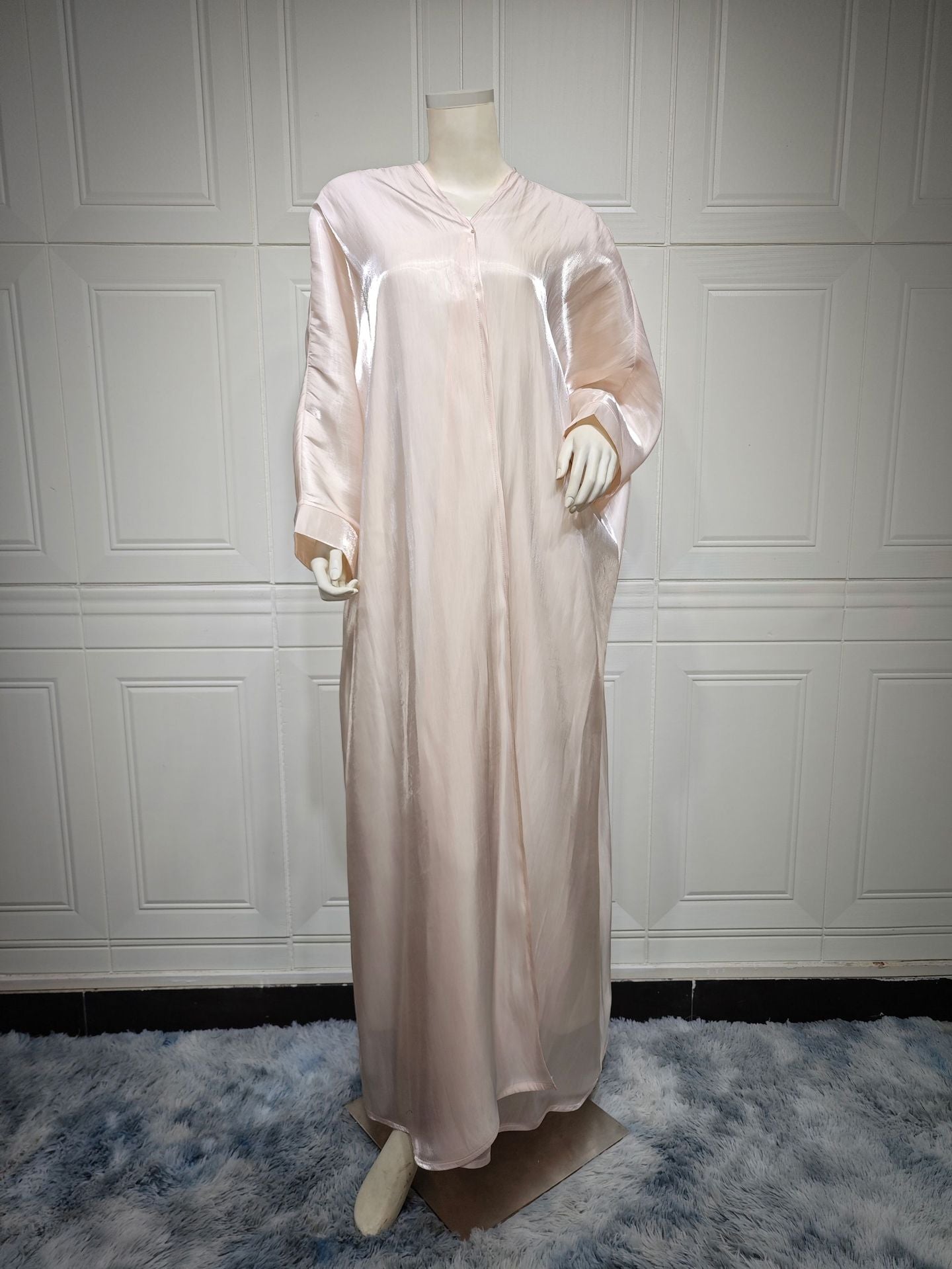 MS442#Fashion modest Muslim bright satin bat sleeve robe