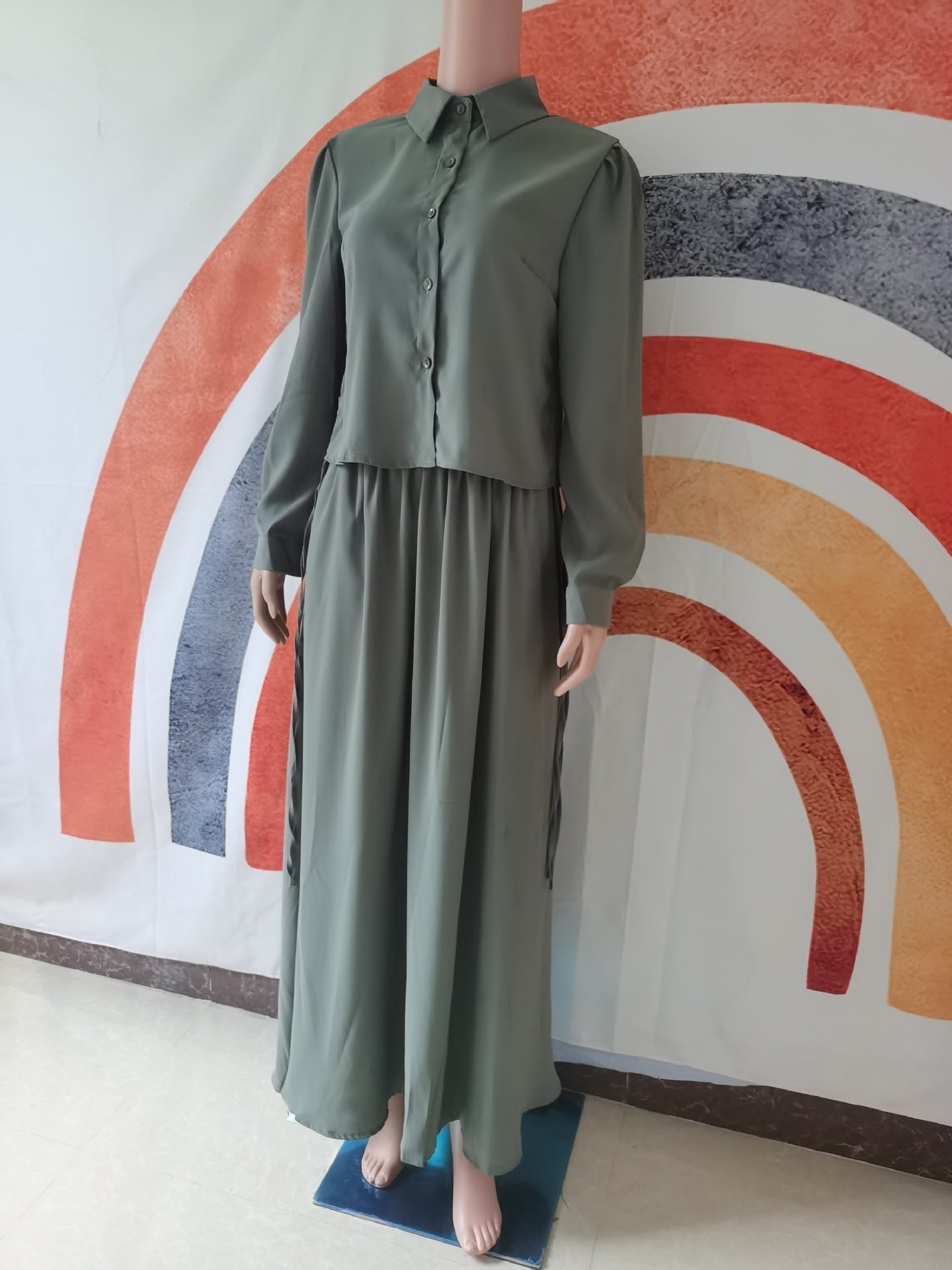 MS481#Skirt set muslim long-sleeved shirt dress