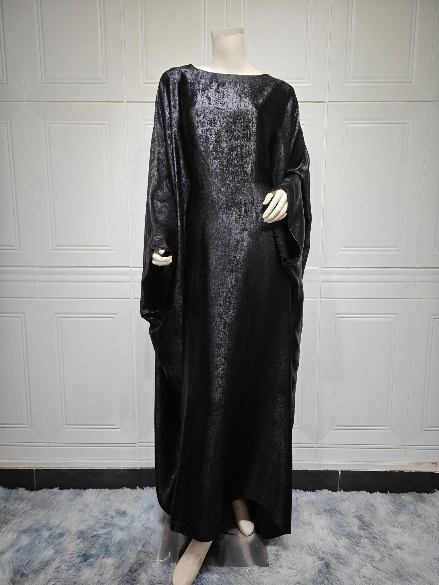 MS560# Robe outerwear summer modern Muslim fashion silver soft abaya dress