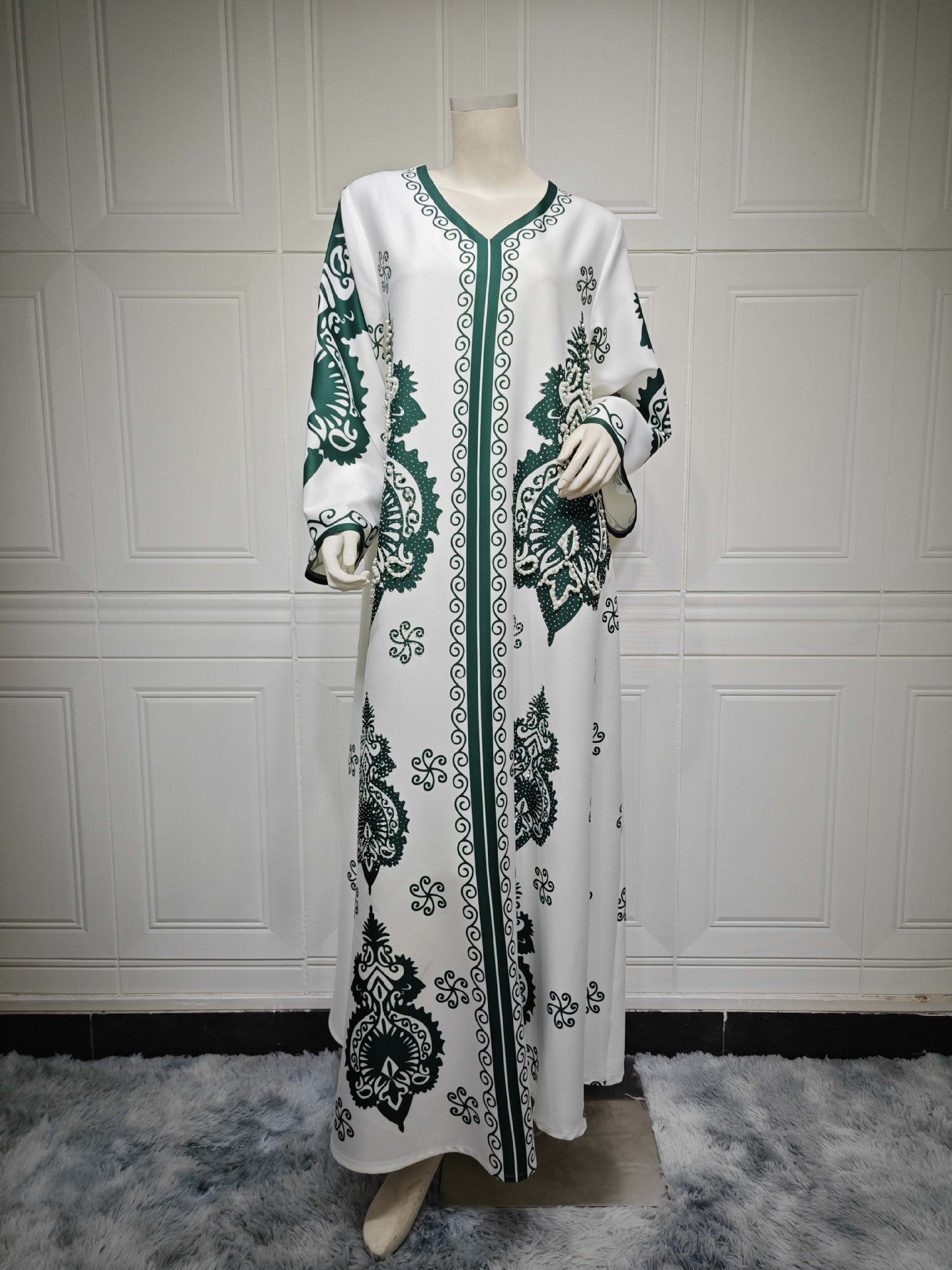 MS552#Muslim women's clothing Arabia Dubai hot diamond beaded fashion dress printed robe