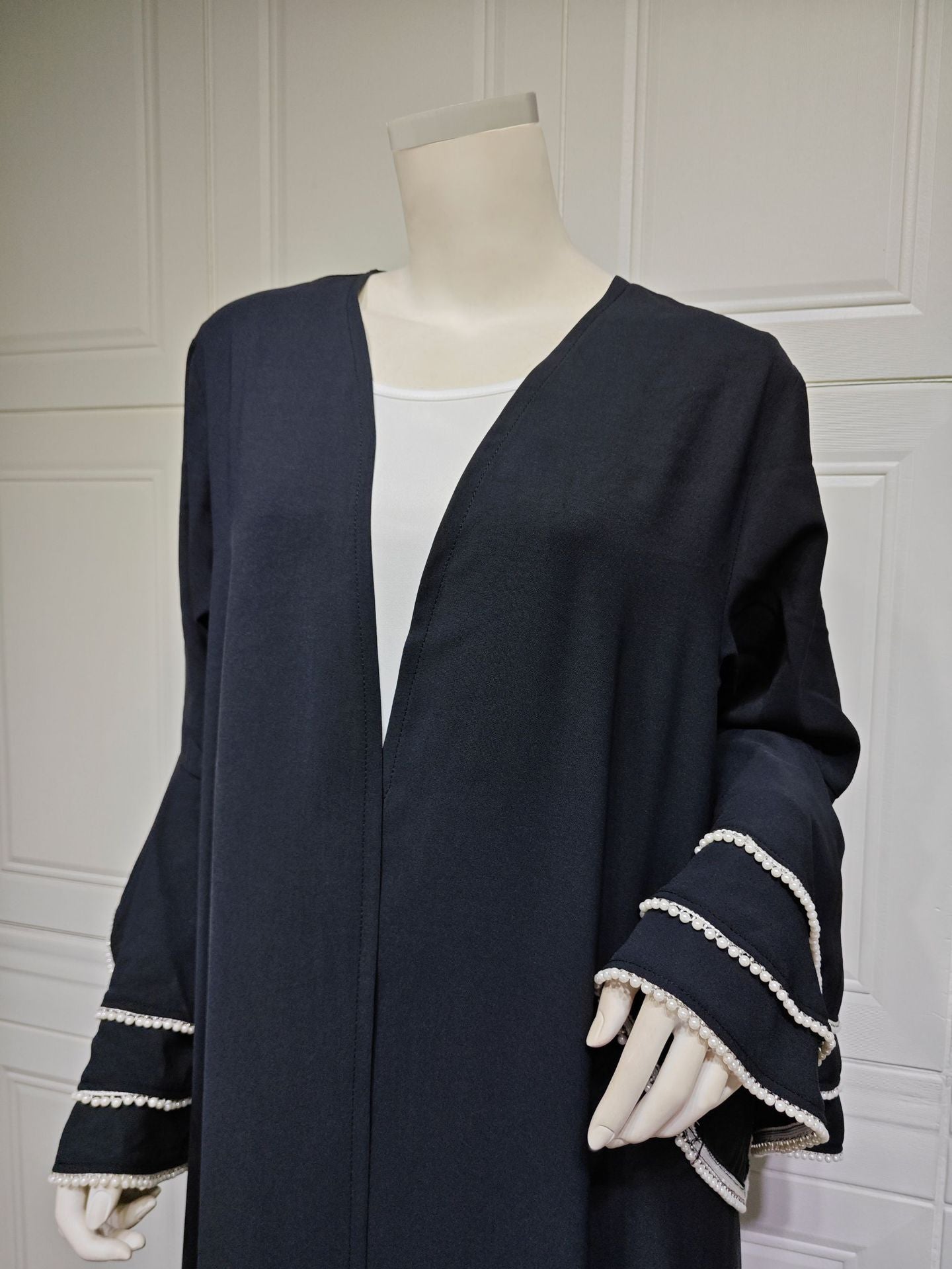 MS594# Black cardigan robe cuffs with beads