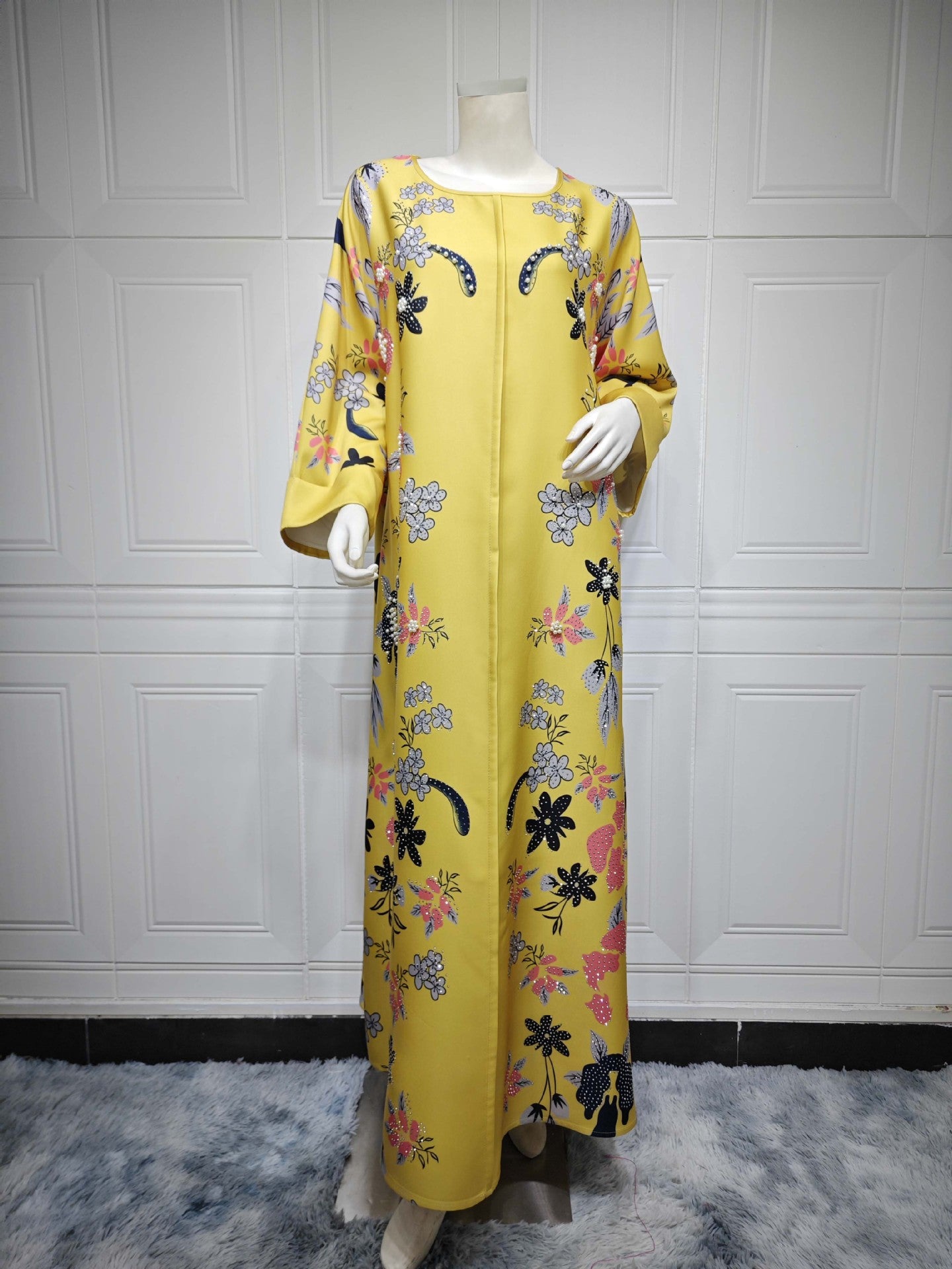 MS570#Fashion Arabian Dubai Burning Flower Hot Diamond Dress Middle East Hot Sale Women's Robe