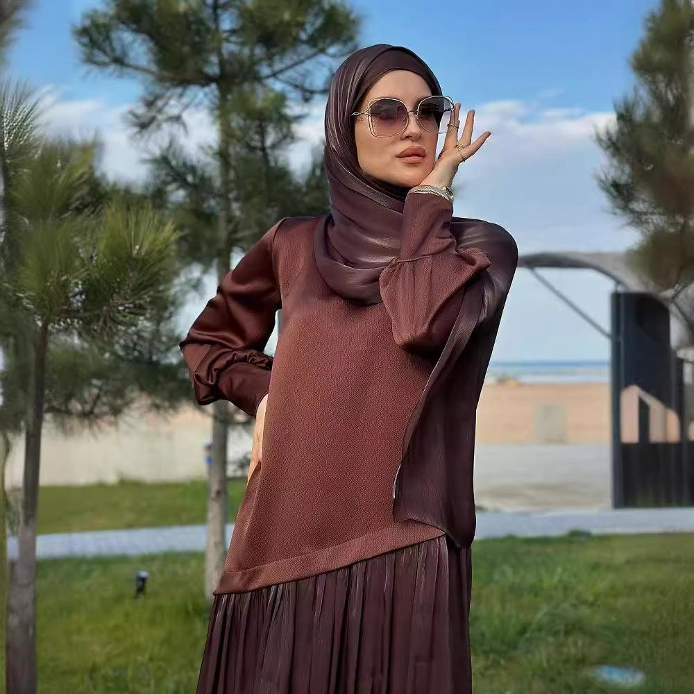 MS577 #Long Sleeve Top, Europe and America New Fashion, Luxury, Middle East, Dubai, Link Dress, Women's Long Skirt