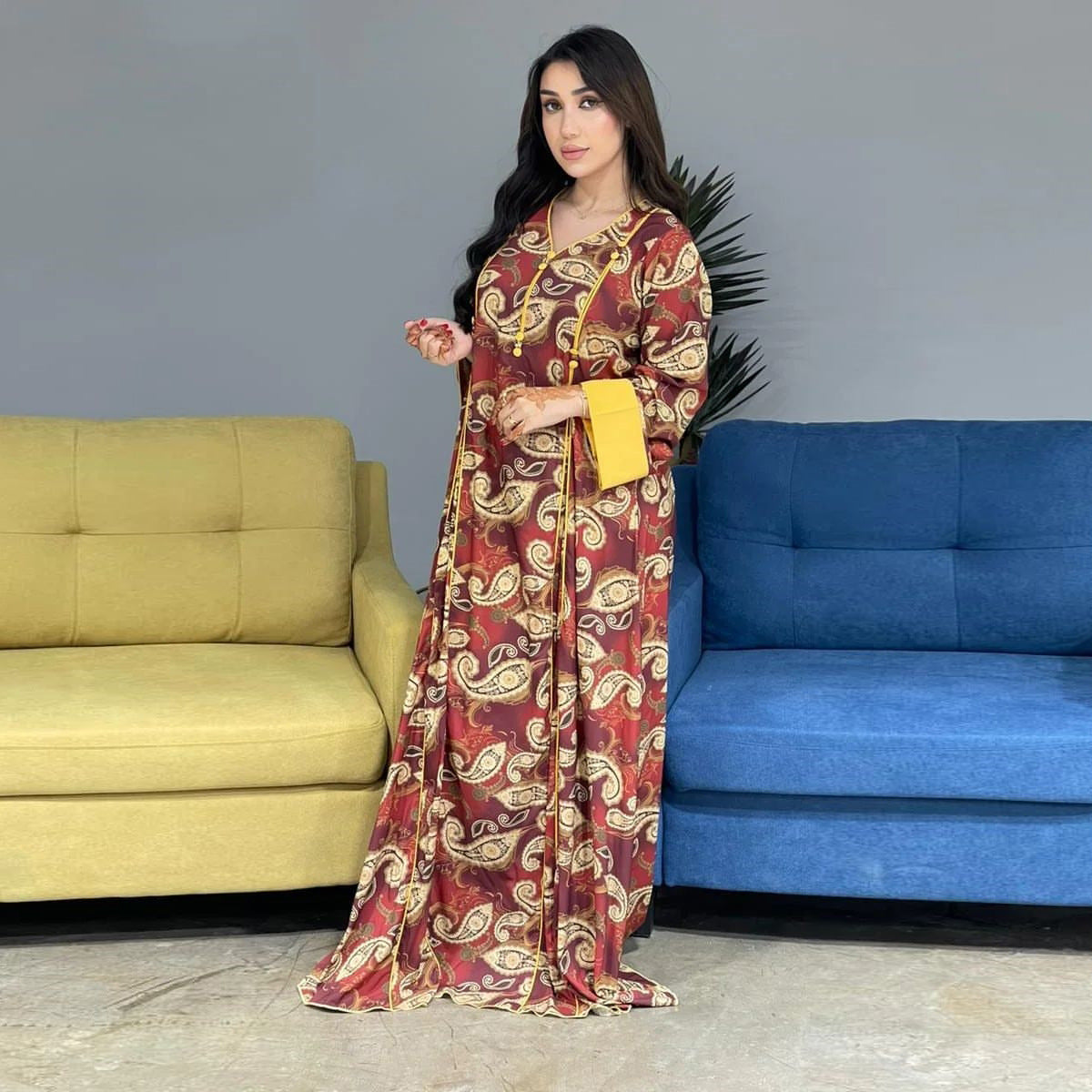 MS554#Muslim Arab Dubai women's fashion printed robes Middle East cross-border e-commerce hot selling dresses