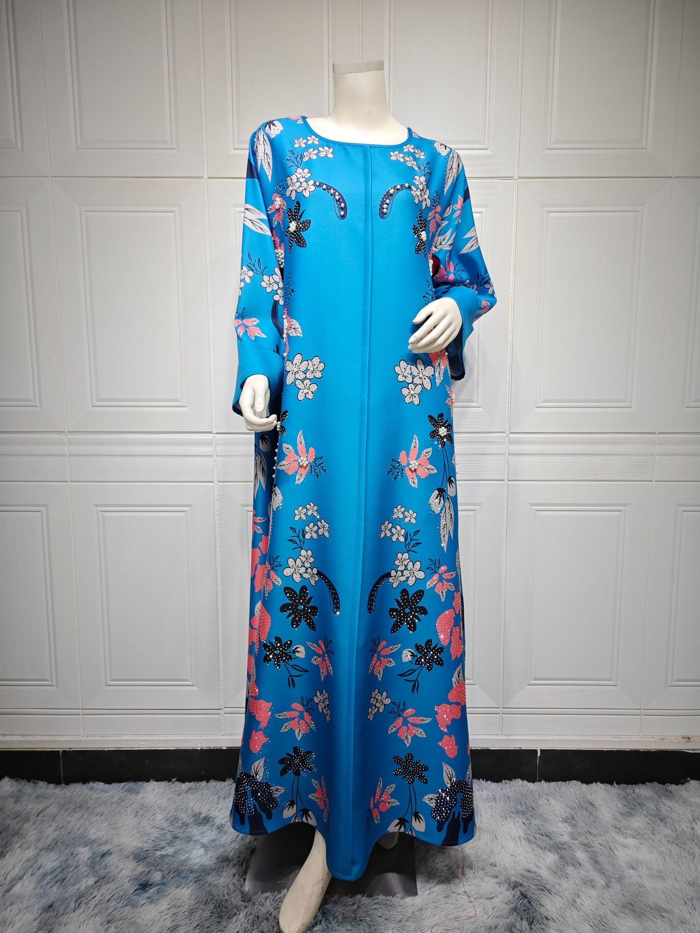 MS570#Fashion Arabian Dubai Burning Flower Hot Diamond Dress Middle East Hot Sale Women's Robe