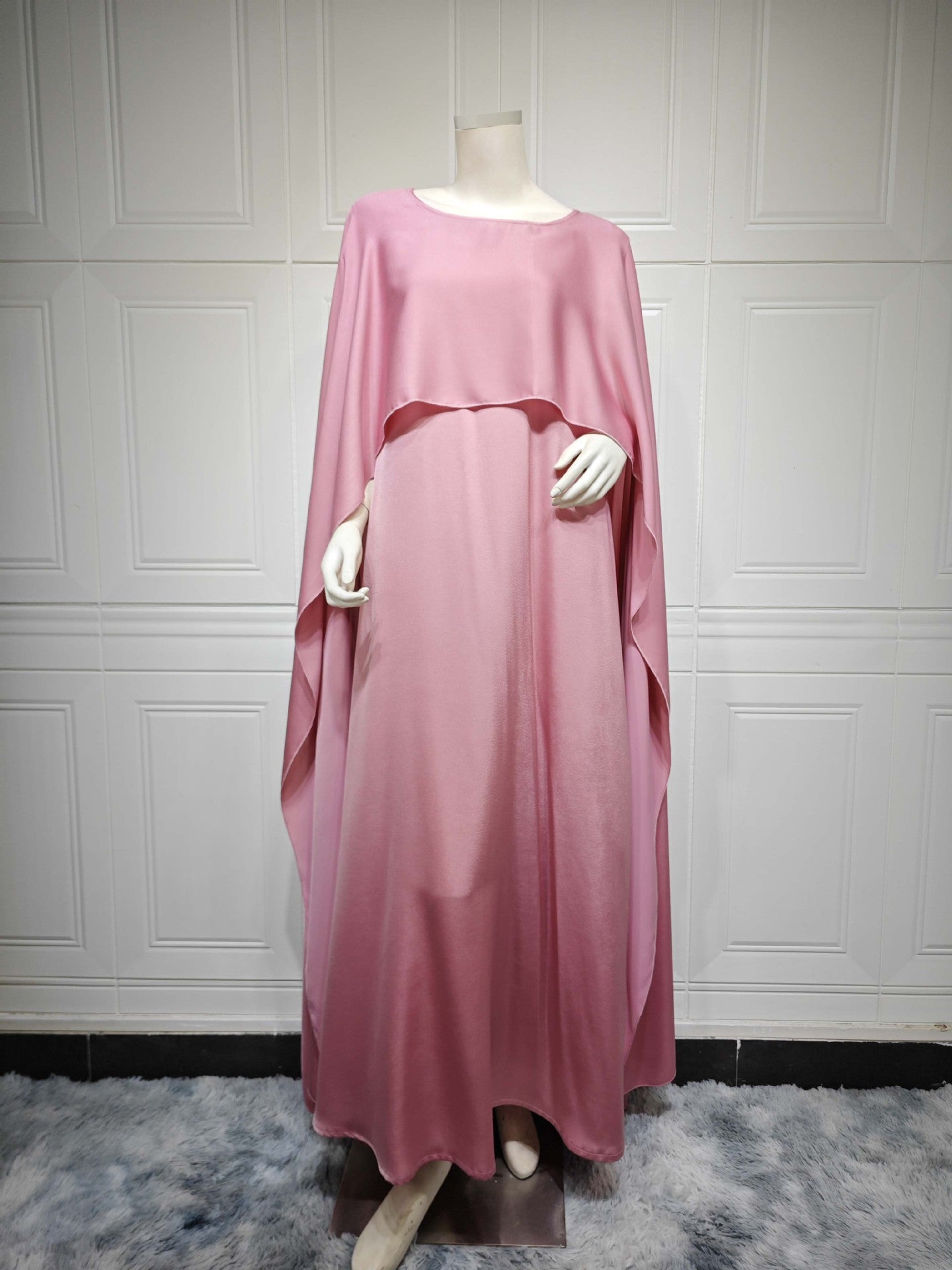 MS549#Modest big sleeve long skirt modern fashionable satin feminine outer cover Abaya fashion dress