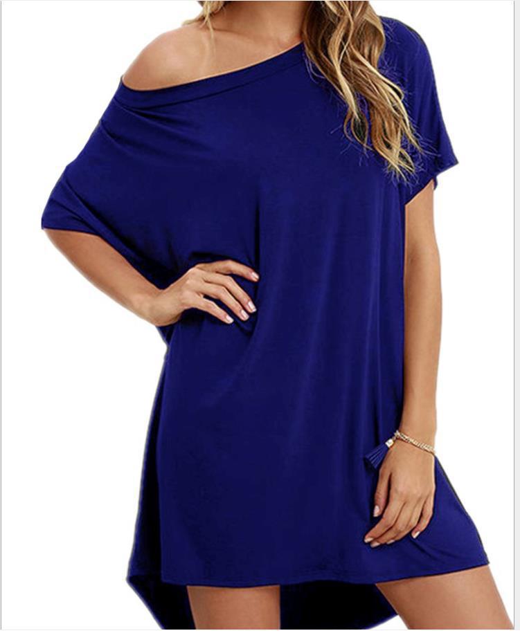 FS304#the stylish and trendy off-shoulder round-neck irregular dress