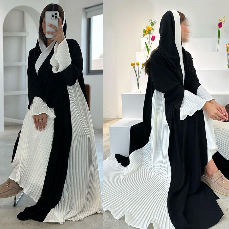 MS557#modest Turkish Muslim clothing pleated dress fashion Middle Eastern cardigan Abaya coat