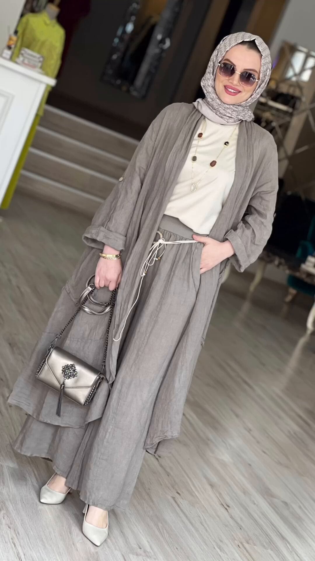 MS578#New fashion loose casual long cardigan wide leg pants women's spring and summer two-piece suit