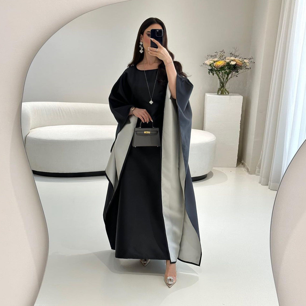 MS582#Robe stitching color matching new fashion abaya