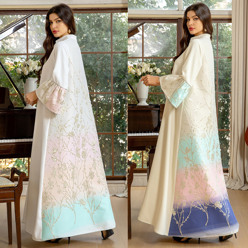 MS547#Muslim women's clothing Arabia Dubai jalabiya fashion jacquard gradient robe cross-border women's clothing